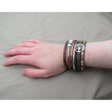 Tree Life Multi Layer Leather Wrap Bracelet, Magnetic Clasp, Brown