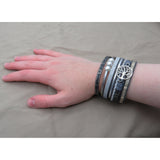 Tree Life Multi Layer Leather Wrap Bracelet, Magnetic Clasp, Grey