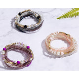 Bracelet Set, Crystal Seed Beads, Boho, pc, Black