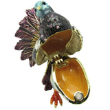 Fantail Bird Jeweled Trinket Box SWAROVSKI Crystals