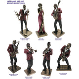 Jazz Band Bronze Sculpture, Red Suit, Vocalist