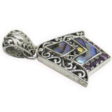 Sterling Silver Abalone Amethyst Pendant