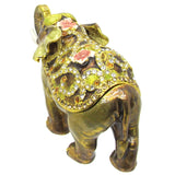 RUCINNI Floral Elephant Jeweled Trinket Box, Brown