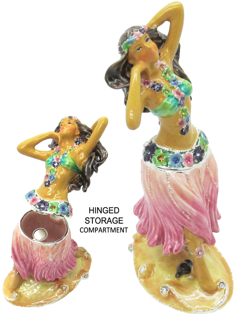RUCINNI Hula Dancer Jeweled Trinket Box, Pink
