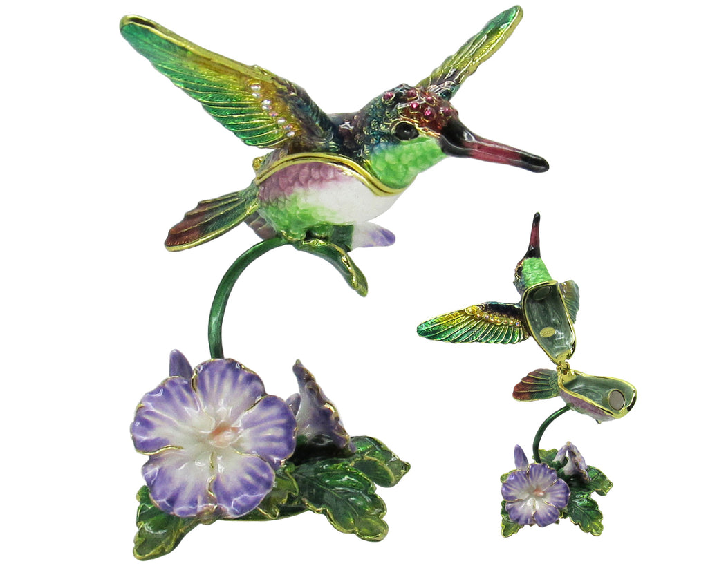 RUCINNI Hummingbird Jeweled Trinket Box, Purple