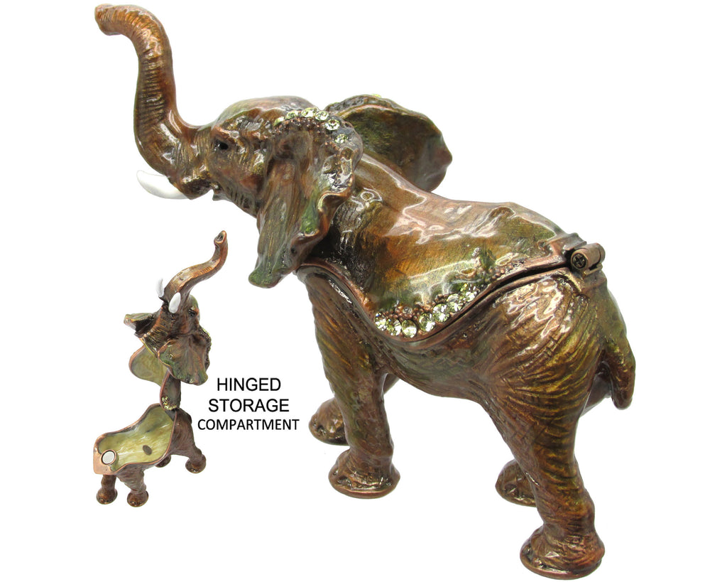 RUCINNI Elephant Jeweled Trinket Box, Brown