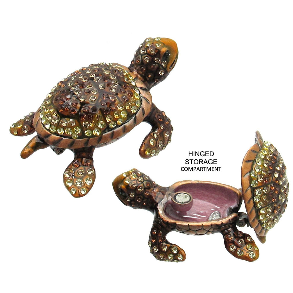 RUCINNI Turtle Jeweled Trinket Box, Brown