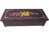 Italian Music Box, 8.5", Purple, Floral Inlay