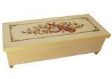 Italian Music Box, 8.5", Floral & Musical Inlay, Cream